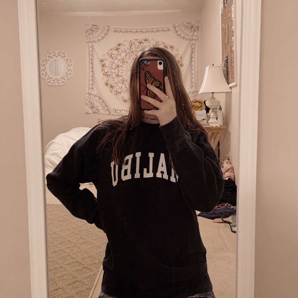 brandy melville navy blue malibu crewneck